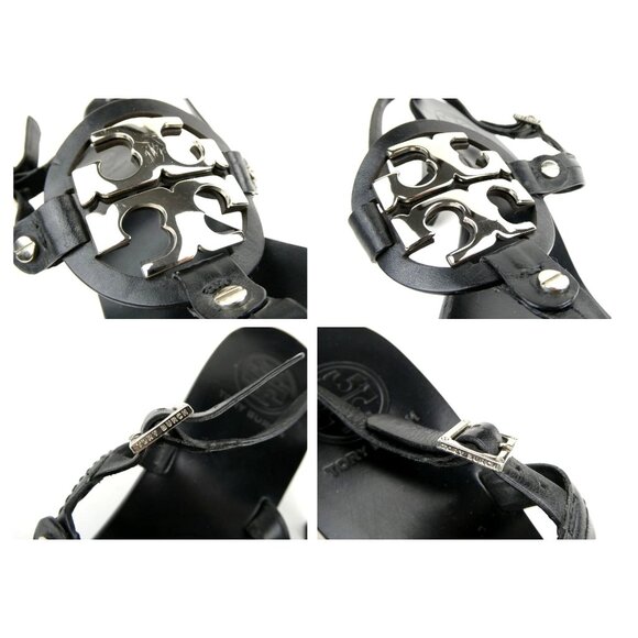 Tory Burch Black Leather Sandals Heels Size 8.5M - Picture 10 of 13